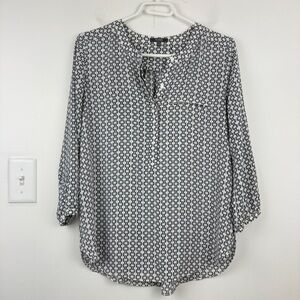 NYDJ Geometric Print Henley Neck Blouse